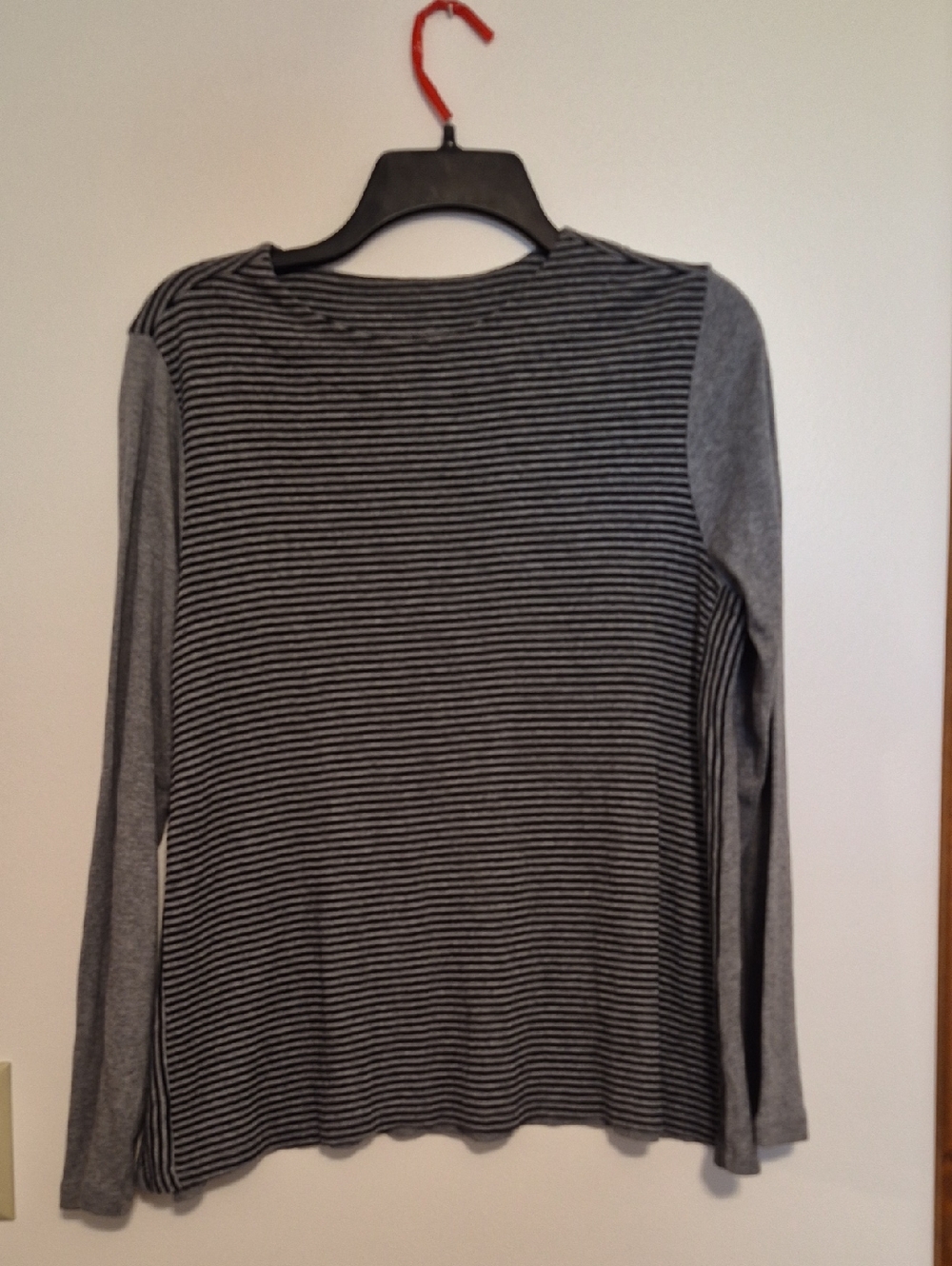 J. Jill Striped A-Line Top in Black and Gray 100% Cotton SZ M